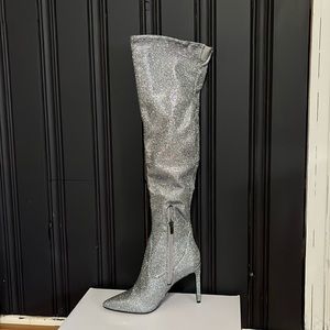 Nine West over-the-knee silver boot